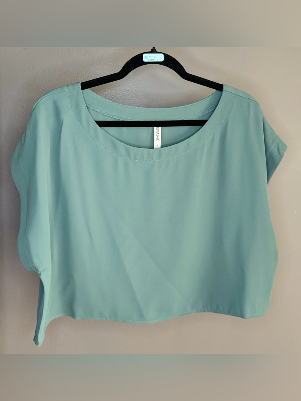 Zenana Sage Green Two Piece Set Crop Top Flowy Tie Waist Skirt L Soft Drape Chic